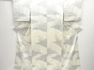 流水に草花模様単衣付け下げ小紋着物